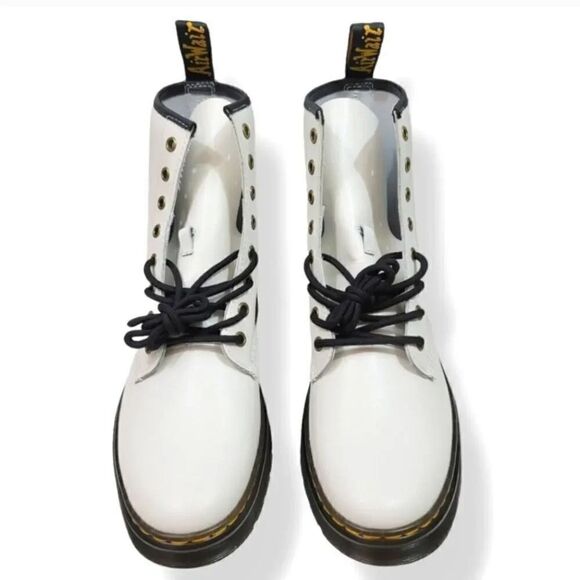 NEW Dr. Martens Zavala T Lamper Combat Boot in White Leather Unisex M 10/W 11 - Picture 7 of 15